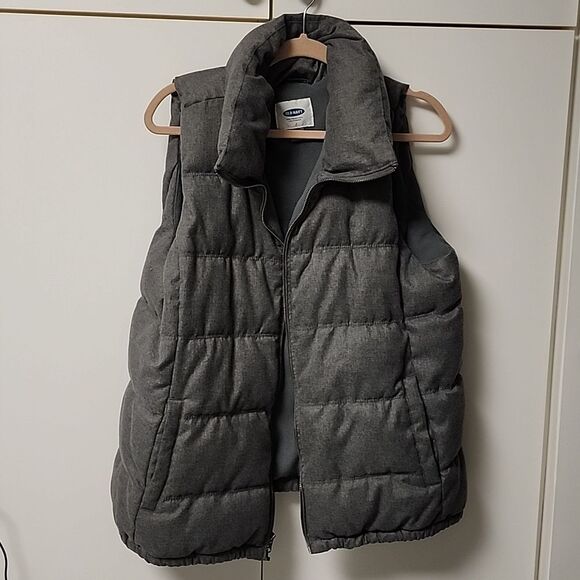 Old Navy womens gray puffer vest fleece inside size xl cottagecore preppy - Picture 1 of 13